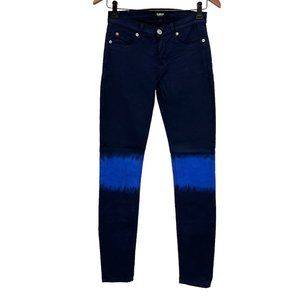 Hudson NEW Womens Size 26 Krista Super Skinny Jeans Blue Ombre Tie Dye Knees USA